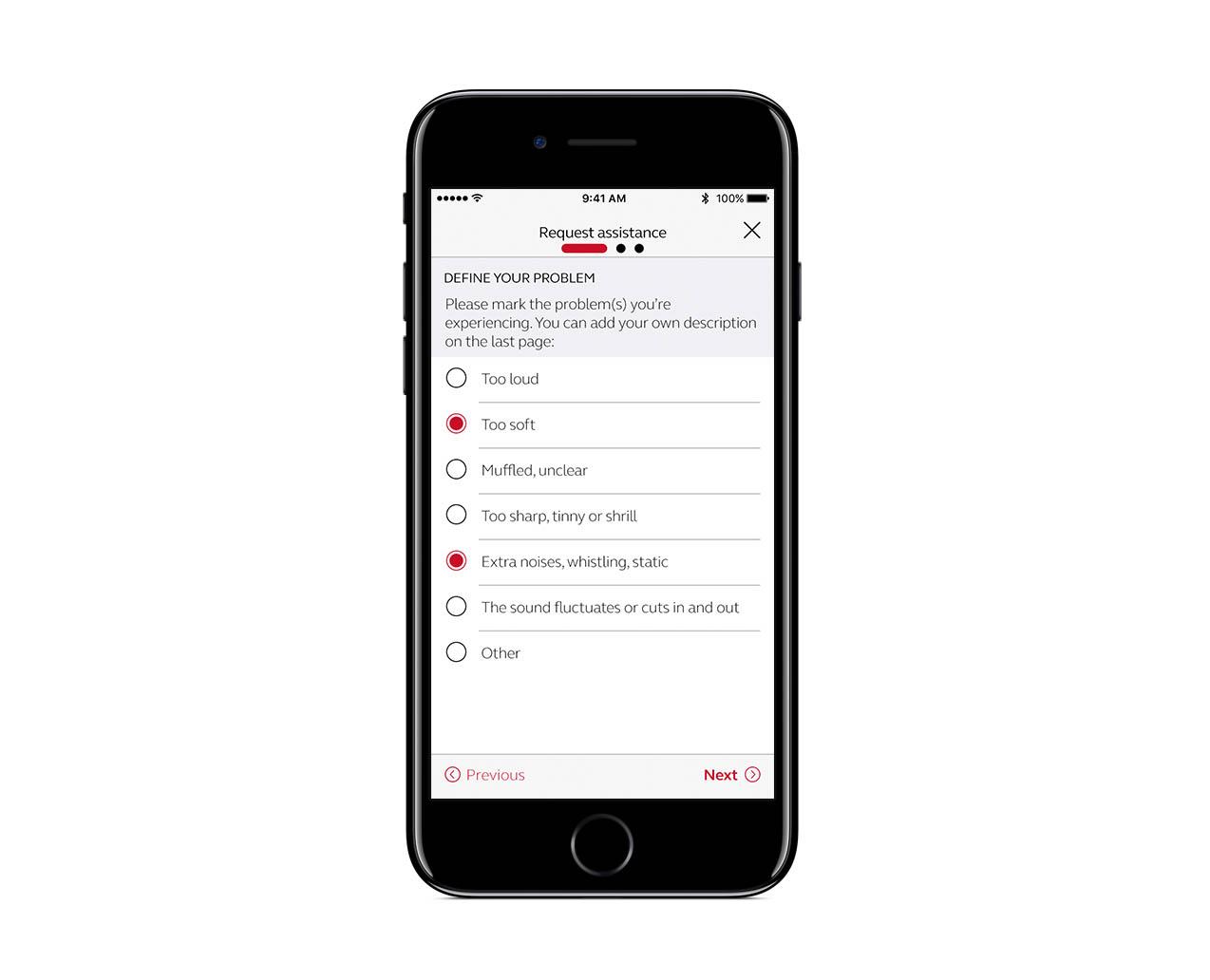 Schermata dell'app ReSound Assist: microregolazione da remoto.