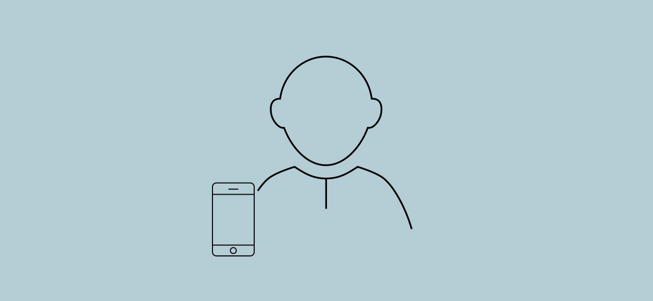 Getekend mannetje met telefoon