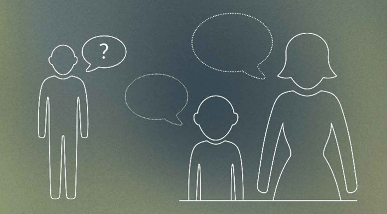 Person som inte kan följa familjens konversation.