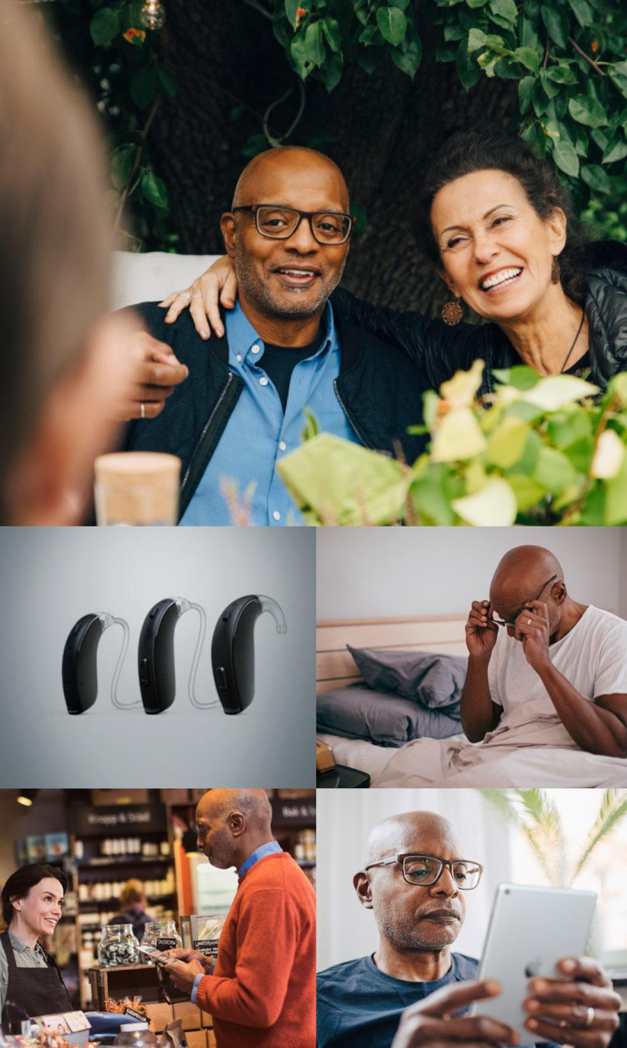 ReSound Key -käyttäjä osana erilaisia arkisia tilanteita.